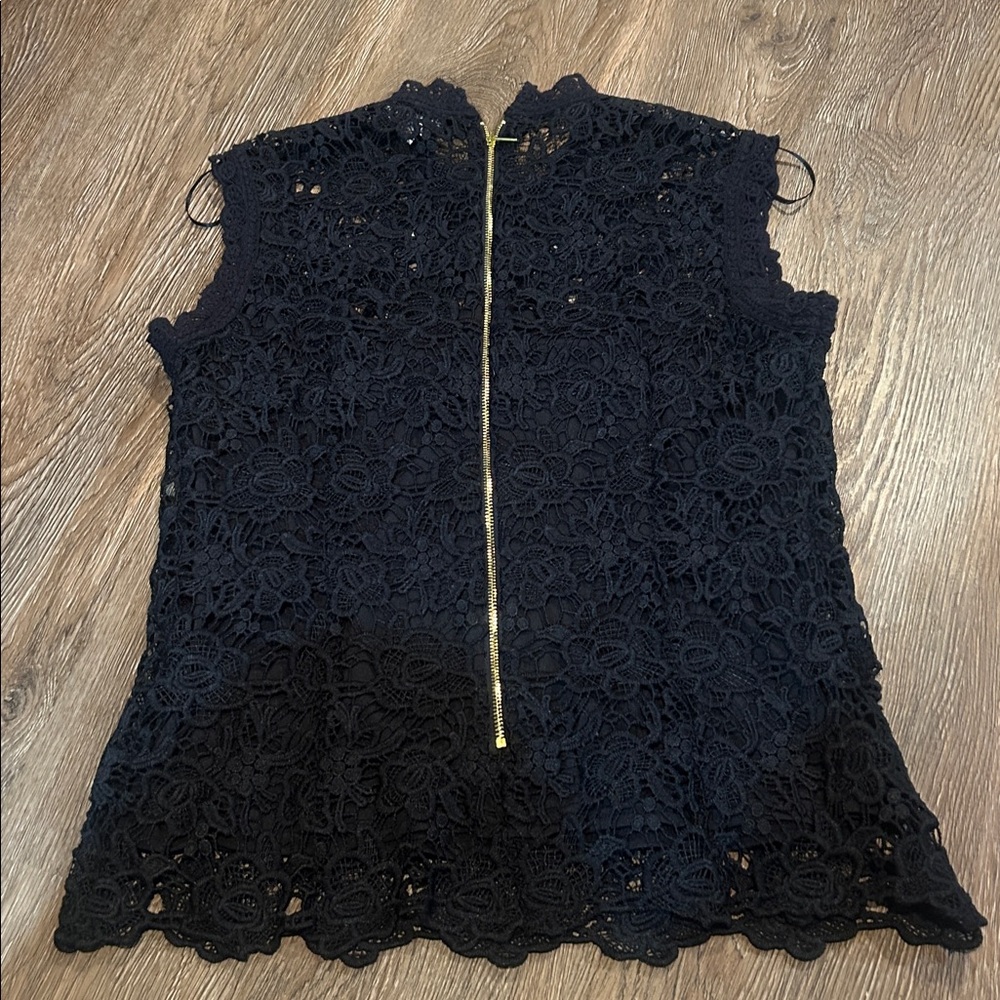 Nanette Lepore Black Lace Cap Sleeve Blouse - Picture 5 of 8